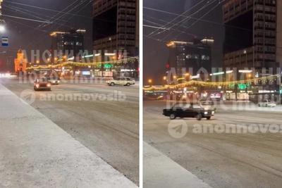 Восемь Жигулей устроили дрифт на Красном проспекте в Новосибирске