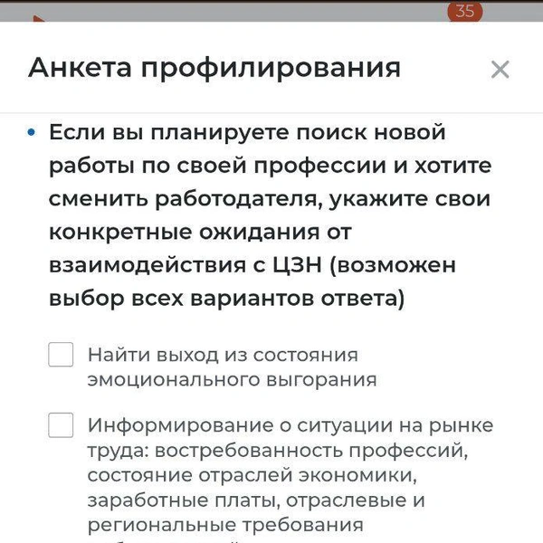 Источник: скриншот профилирования на портале «Моя работа» / trudvsem.ru