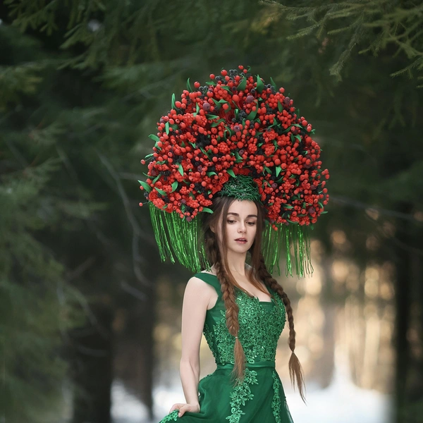 Роскошные кокошники используют в фотосессиях | Источник: Надежда Хорунжая