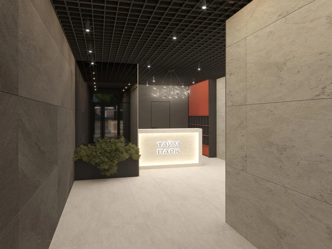Современный урбанистический стиль апарт-комплексу «Тайм Парк» придают подъездные холлы, выполненные по авторскому дизайн-проекту | Источник:  ГК «Расцветай»