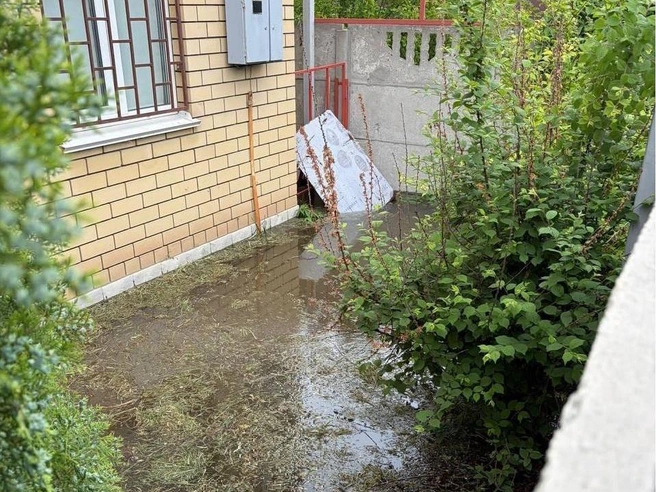 По уверению жителей, вода во дворе поднялась до колен | Источник: читатели V1.RU
