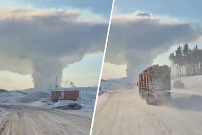 В Красноярском крае заметили дымовой столб-гриб