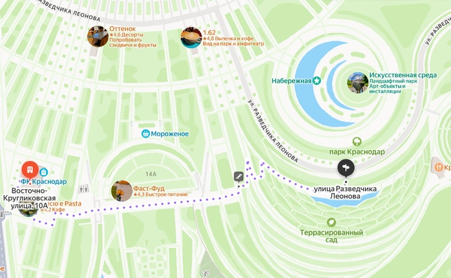 Маршрут до поляны шалфея  | Источник: yandex.ru