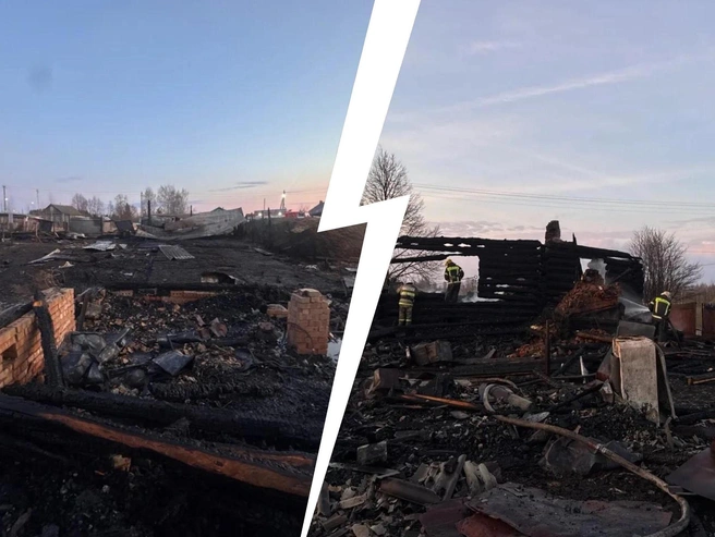 Пожар в деревне Мордовино привел к гибели двух человек. | Источник: ГУ МЧС России по Ярославской области / max