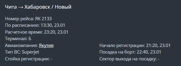 Источник: скриншот онлайн-табло аэропорта Читы / aerochita.ru