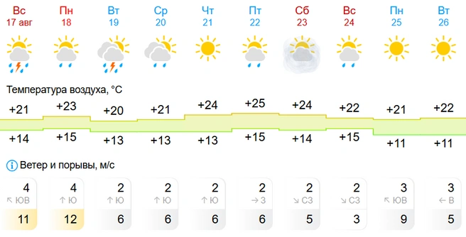 Лишь два дня без дождей | Источник: GISMETEO