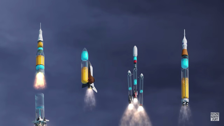 Как выглядел бы полет ракет-носителей, будь они прозрачными: компьютерная анимация