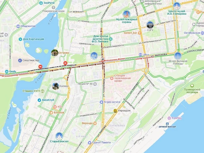 Водителям стоит поискать объезд | Источник: yandex.ru/maps