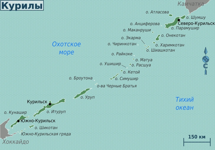 Карта Курильских островов | Источник: Stefan Ertmann, translation by Peter Fitzgerald, CC BY-SA 4.0, via Wikimedia Commons