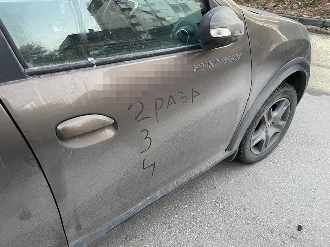 Новосибирцы не стали скрывать недовольство и написали на машине нехорошие слова | Источник: читатель Александр