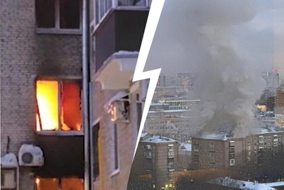 Пожар в центре Москвы, люди просят помощи из окон