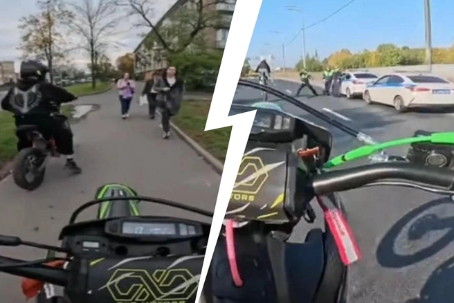 Мотоциклисты сами снимают на видео свои действия | Источник: Транспортный КОЛЛАПС, Красное Село / VK