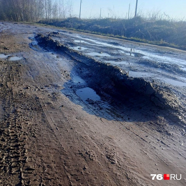 Весной и осенью людям приходится идти 2 километра по жиже, чтобы выйти к асфальтированной трассе | Источник: читатель 76.RU