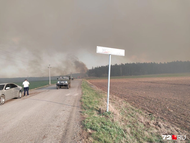 Начало пожара. Пока еще огонь не перекинулся на строения | Источник: 72.RU