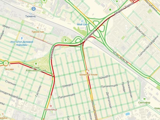 Обстановка на дорогах в 7:40 утра | Источник: 2GIS