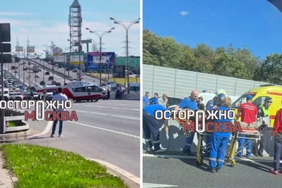 Массовое ДТП на МКАД: пробка 4 км, пострадавший вертолетом