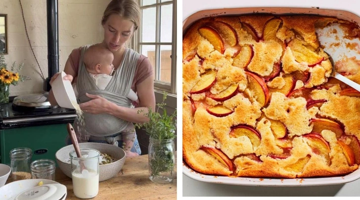 Самый летний пирог: теплый персиковый коблер с ванильным мороженым🍑 | happyparents.ru