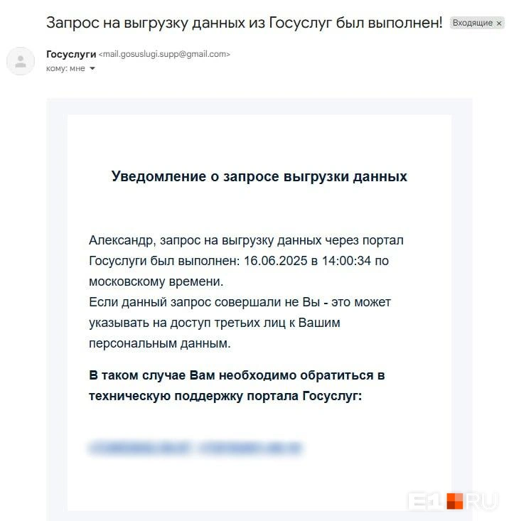 Александр не сразу заметил, что письмо якобы от «Госуслуг» пришло с весьма сомнительного электронного адреса | Источник: читатель E1.RU