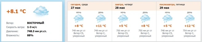 Скриншот с meteo.nw.ru