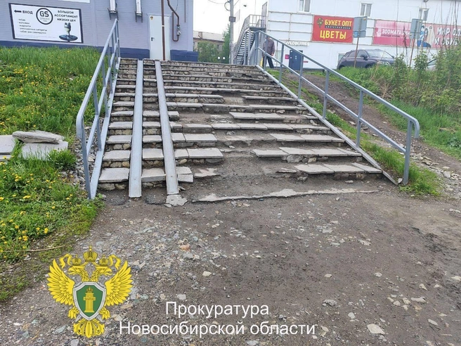 Суд установил, что лестница находилась в аварийном состоянии. | Источник: Прокуратура Новосибирской области