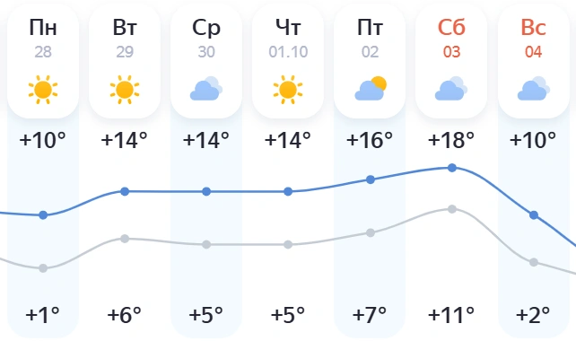 На выходных в Алтайском крае резко похолодает с +18 до +10 градусов | Источник: yandex.ru/pogoda/ru