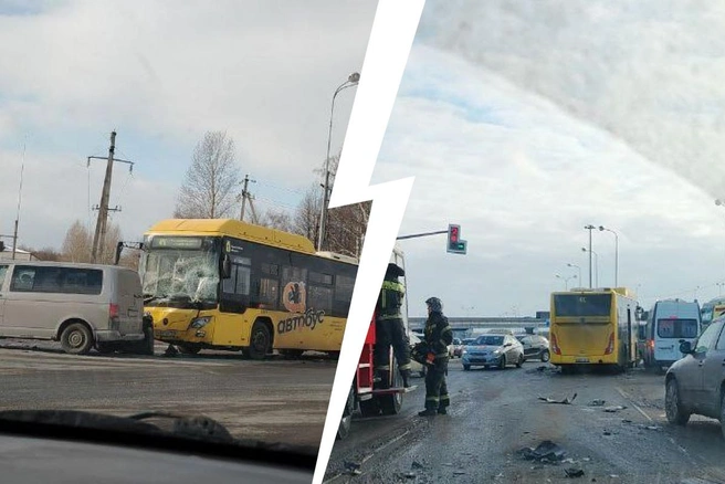 В Ярославле массово столкнулись автобус, «Газель» и два авто | Источник: Подслушано в Ярославле! (18+) / Telegram