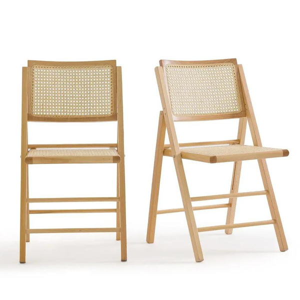 Комплект из двух складных стульев из бука с плетнием Rivia, La Redoute