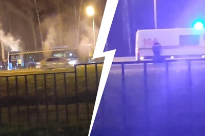 Автобус задымился на Калужском шоссе под Троицком