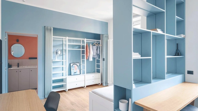 Маленькая голубая студия 37 м² в Милане
