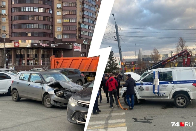 Авария с полицией на Северке, кто виноват, что не уступил дорогу —  Челябинск, 23 октября 2021 года - 23 октября 2021 - 74.ру