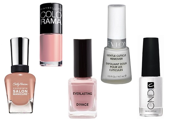 Лак для ногтей Complete Salon Manicure, Cafe Au Lait Sally Hansen, Лак для ногтей Colorama, Maybelline, Лак для ногтей Everlasting, Divage, Средство для удаления кутикулы Gentle Cuticle Remover, Revlon, Средство для быстрого высыхания лака Air Dry Fast, CND