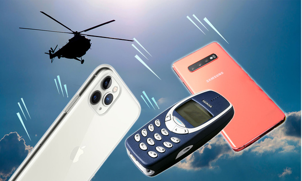 Фото №1 - Samsung S10, iPhone 11 и Nokia 3210 сбросили с вертолета (видео)