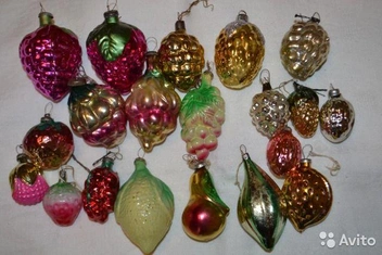 Елочные игрушки&nbsp;— фрукты, СССР | Источник: Avito