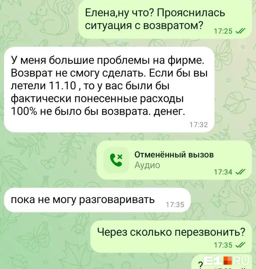 Елена призналась, что не сможет вернуть деньги за сорвавшийся тур | Источник: предоставлено собеседницей Е1.RU