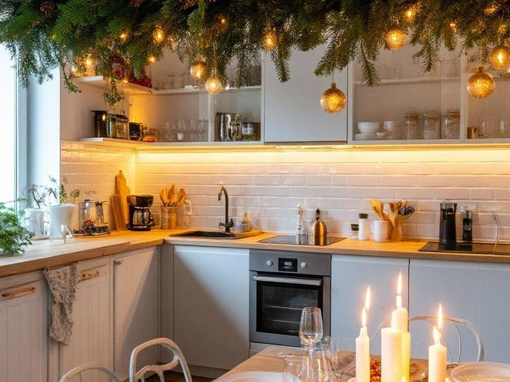 Как создать праздничную атмосферу в маленькой квартире, где даже для елки нет места | Источник: Ксения Воронежцева / YandexART 