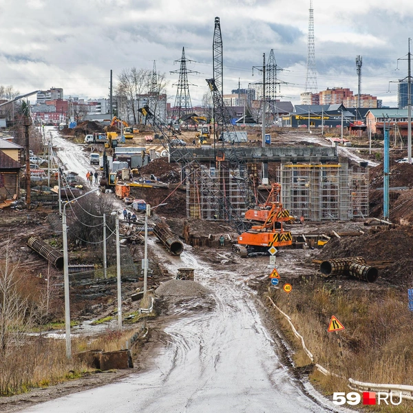 Общий вид на дорожную стройку II этапа ТР-53 | Источник: Тимофей Калмаков / 59.RU