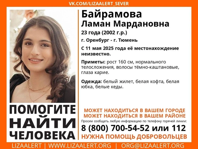 Источник: Поисковый отряд «ЛизаАлерт» Тюменской области