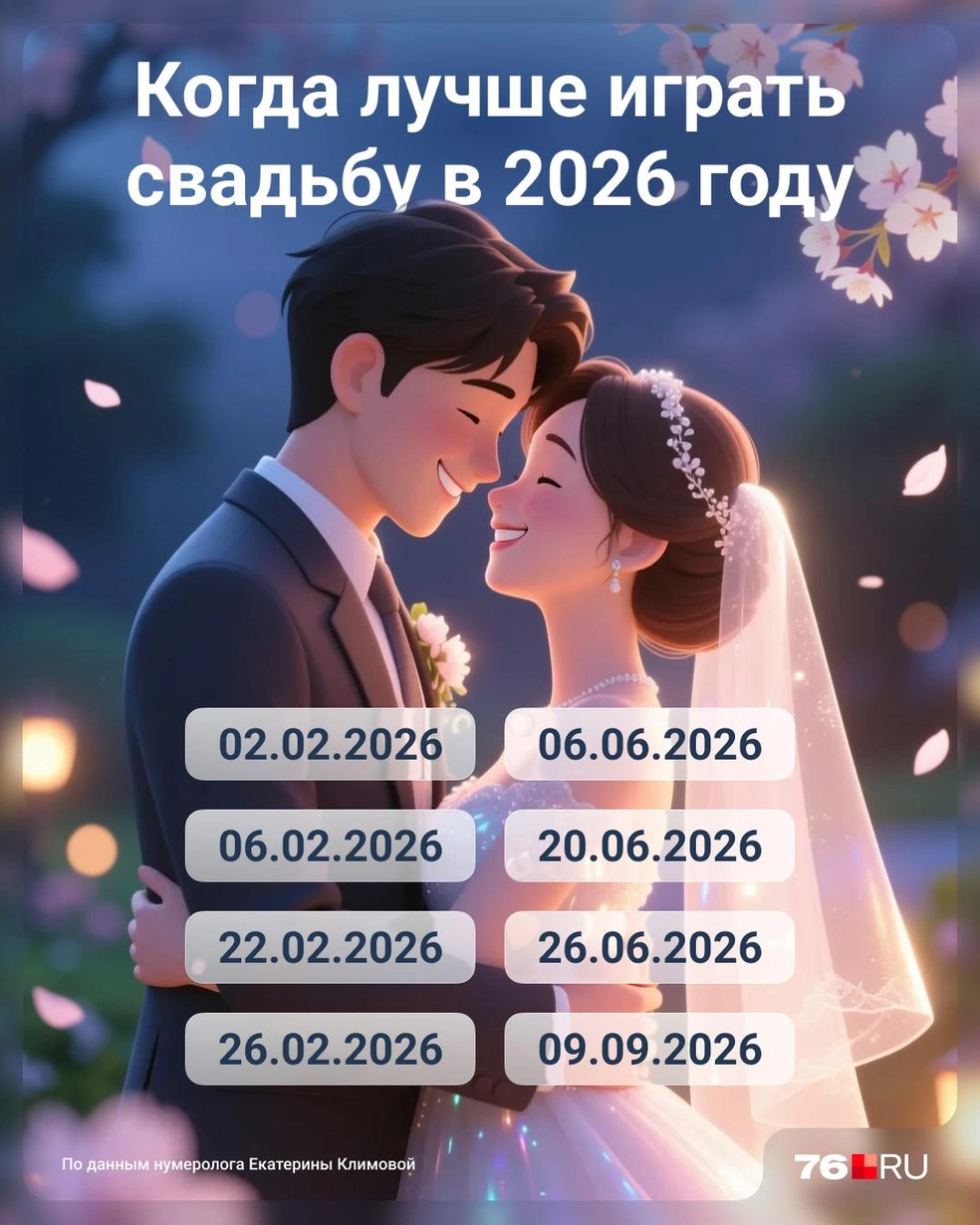 В какие даты лучше играть свадьбу в 2026 году | Источник: Юрий Скулыбердин / Городские медиа