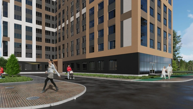 Возле подъездов будет удобная зона высадки-посадки пассажиров | Источник: ООО СЗ «ЖК Шишкин»