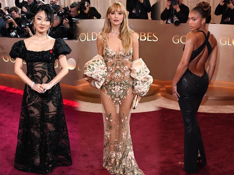 Смелая готика Ортеги и цветы Givenchy Лоуренс: все голые платья «Золотого глобуса-2026»