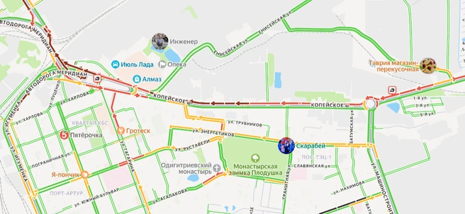 А вот так пробка выглядит на картах  | Источник: Yandex.ru / maps