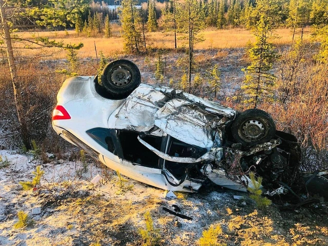 Машина вылетела в кювет | Источник: прокуратура Мурманской области / T.me