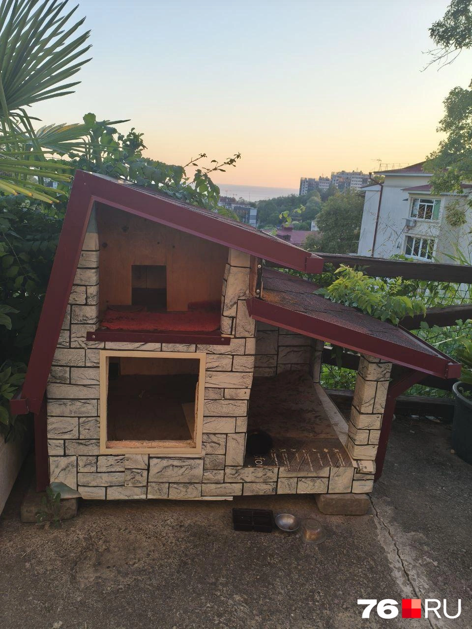 Вот такие кошкины домики делают для хвостатых «сироток» местные жители | Источник: Наталья