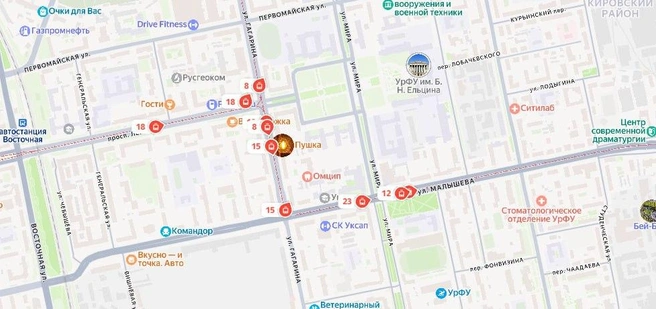 Трамваи на ЖБИ снова не двигаются с места | Источник: «Яндекс Карты»