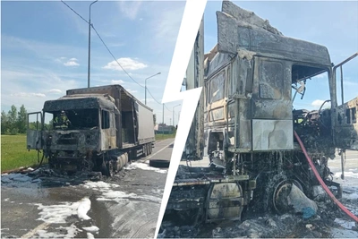 Фура сгорела на трассе под Ярославлем