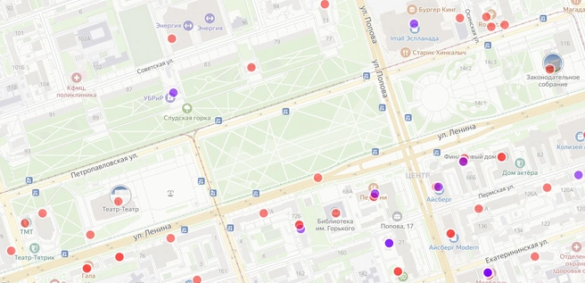 На карте отмечены точки Wi-Fi в районе эспланады | Источник: портал «Управляем вместе»