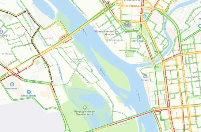 Кое-где проще пройти пешком | Источник: ngs55.ru/maps-traffic