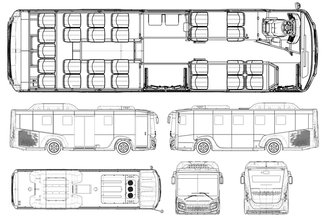 Компоновка автобуса, который работает в Тюмени  | Источник: simaz-bus.ru
