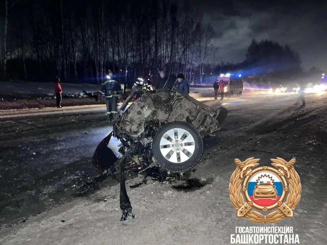 Части машины по всей трассе — кадры шокируют | Источник: ГАИ Башкирии