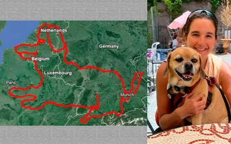 Памяти друга: велосипедистка GPS-трекером нарисовала на карте Европы свою собаку Слинки